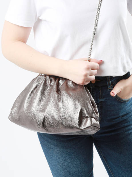 Sac BandouliÃ¨re Nine Cuir Milano Gris nine NI23112 vue secondaire 1