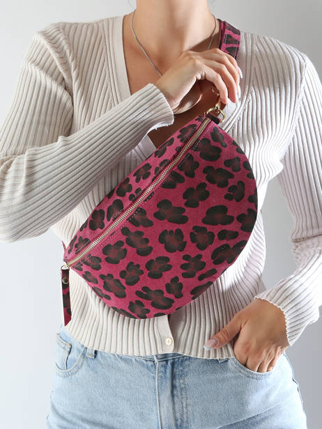 Sac Banane Milano Rose velvet leopardo VL21123 vue secondaire 1