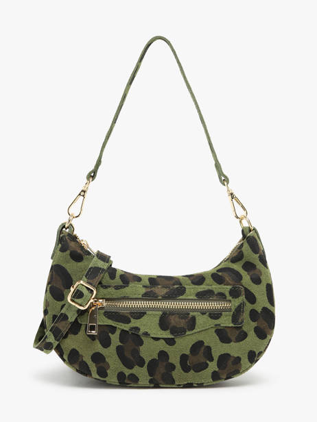 Sac Porté épaule Velvet Leopardo Cuir Milano Vert velvet leopardo VL24061