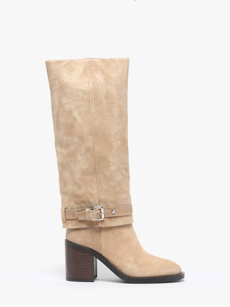 Bottes à Talon En Cuir Alpe Beige women 52841122