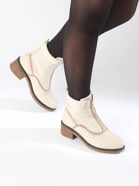 Bottines En Cuir Remonte Beige women 80 vue secondaire 1