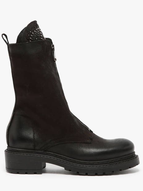 Bottines Biker En Cuir Metisse Noir women Bottines en nubuck avec application de pierres sur la languette.