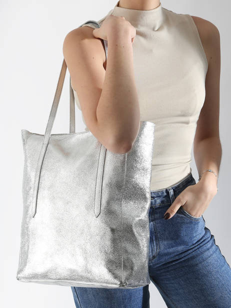 Sac PortÃ© Ã©paule A4 Nine Cuir Milano Argent nine NI24111 vue secondaire 1