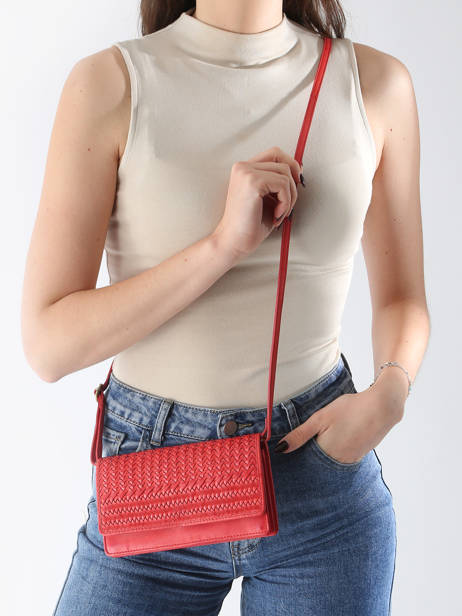 Sac BandouliÃ¨re Heritage Cuir Biba Rouge heritage ROU1L vue secondaire 1