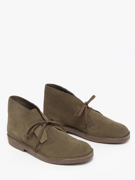Bottines Desert En Cuir Clarks Vert men 26183838 vue secondaire 1