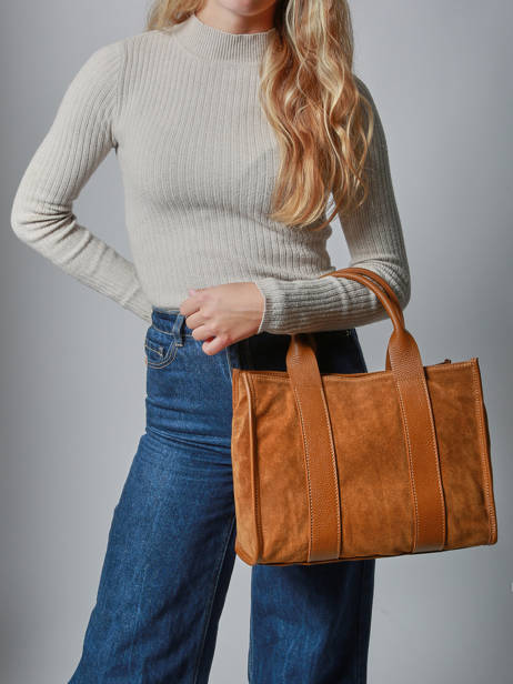 Sac Porté Main Velvet Caviar Cuir Milano Marron velvet caviar VC25063 vue secondaire 1