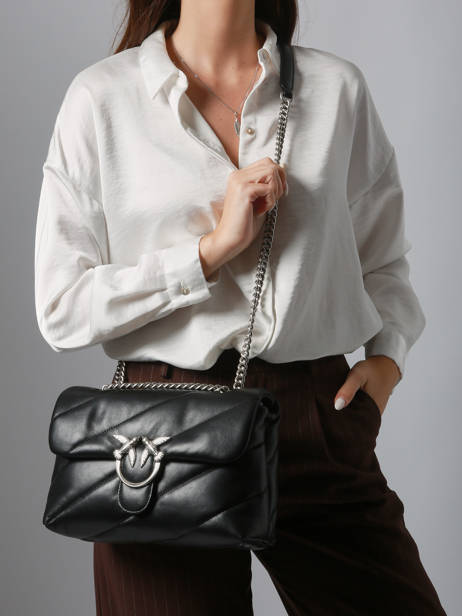 Sac Bandoulière Love Bag Puff Cuir Pinko Noir love bag puff A0F2 vue secondaire 1